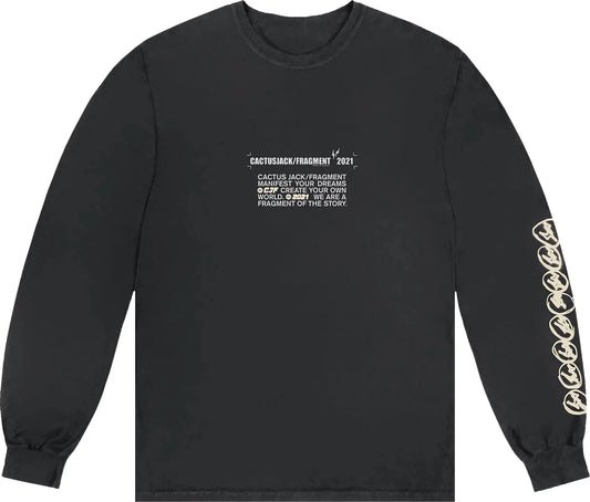 Cactus Jack For Fragment Logo Long-Sleeve 'Black'